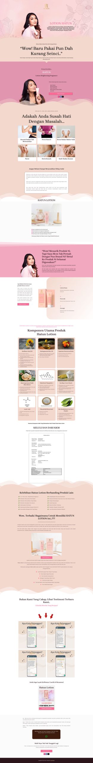 Landing page Hatun Lotion skincare brand - portfolio Onesty Digital