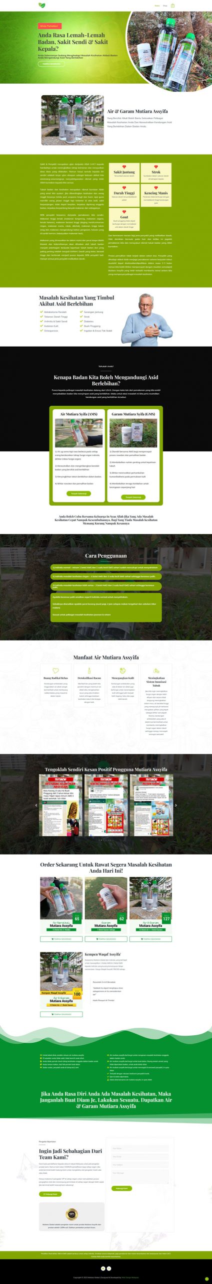 Landing page Mutiara Assyifa health product - portfolio digital marketing